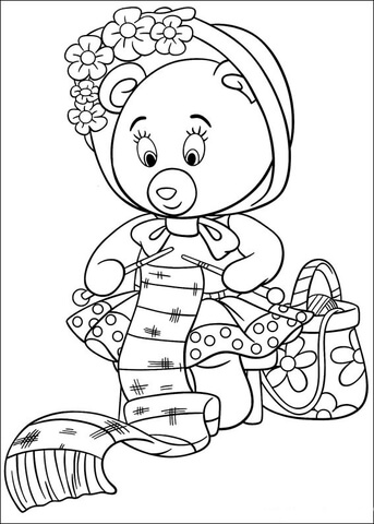 Tessie Bear Embroiders  Coloring Page